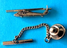 Sikorsky UH-60 Black Hawk Helicopter Tie Tack Chain Gold Tone