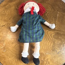 Eden Madeline Plush Rag Doll 1990 Red Yarn Hair Plaid Dress Large 17"