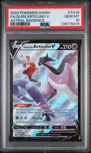 PSA 10 GEM MINT Galarian Articuno V Astral Radiance Full Art Holo Pokemon TG16