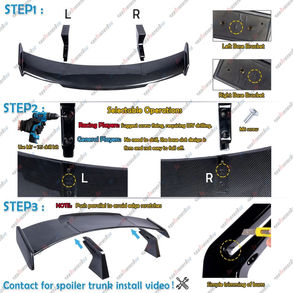 Alerón trasero de fibra de carbono para Mazda MX-5 Miata 58" estilo PRO Foto 3 de 4