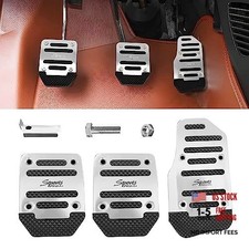 3PCS Non-Slip Car Pedal Pads, Manual Gearbox Gas Pedal Brake Silver Manual