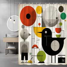 Abstract Geometric Birds Shower Curtain Modern Art Print