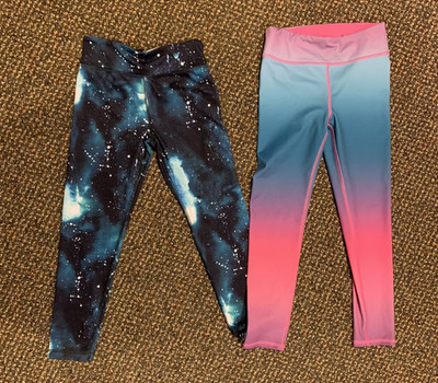 Lot/2 Pair Girls Active Leggings Jumping Beans /Tek Gear Size 7 Poly/Spandex EUC