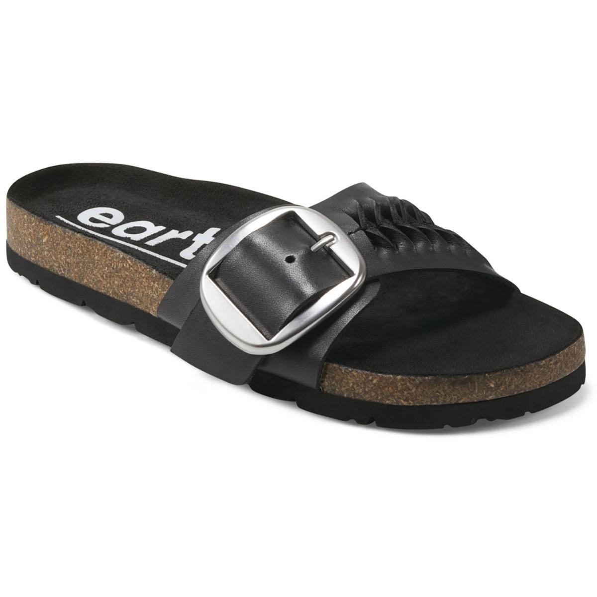 Женские босоножки на плоской подошве Earth Womens ALBINA, черные, на плоской подошве, 9 средних размеров (B,M), BHFO 7232