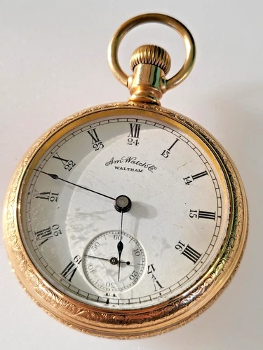 Antique Waltham Pocket Watch Gold-Filled Case Fancy Dial Running Well 18s 1891