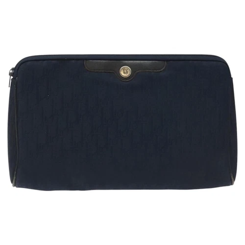 Sac pochette toile Dior Trotter bleu marine authentique