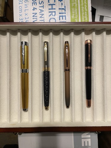 Conklin Herringbone Signature Fountain Pen, Yellow, Medium Nib *MINT* Free Ship*