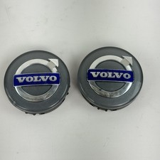 Volvo Wheel Center Caps 30666913 30748052 Pair Hub Cover Blue Silver Oem