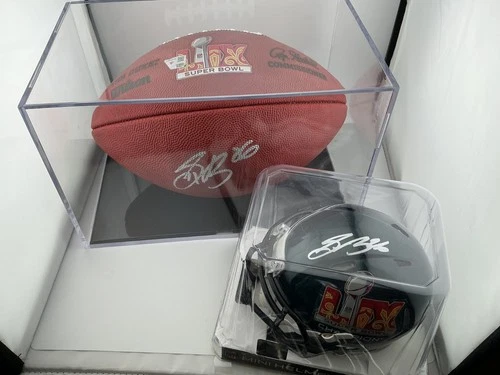 Saquon Barkley Fanatics Signed Eagles Super Bowl 59 LIX Mini Helmet AND Football