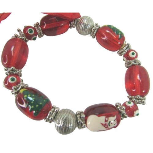 Christmas Snowman Bracelet Red Handmade Jewelry Be