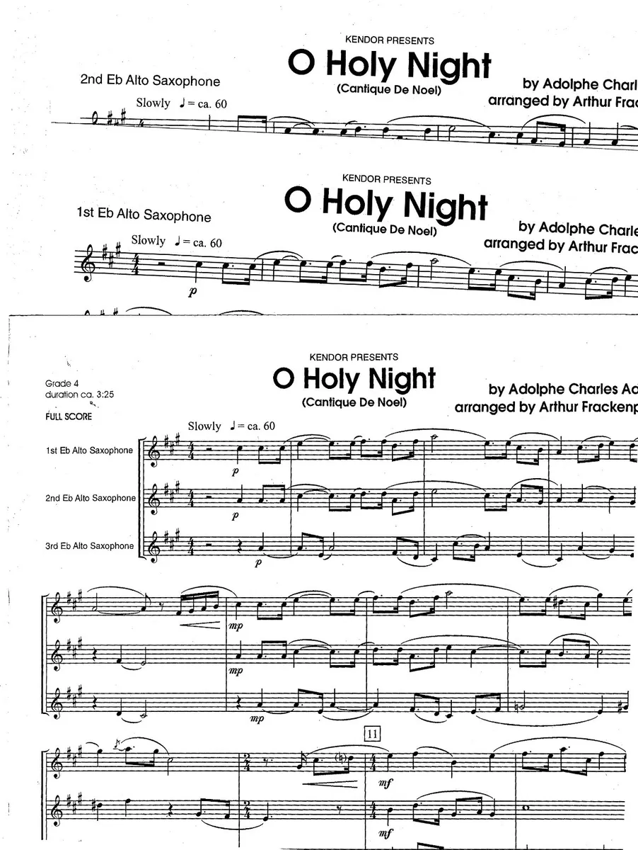 O Holy Night  Saxophone Sheet Music