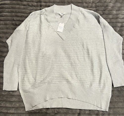 SUÉTER DE MUJER TIME TRU CUELLO EN V TALLA GRANDE NUEVO CON ETIQUETAS GRIS - Imagen 7 de 9