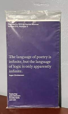 Harriet Monroe Poetry Magazine September 2018 Single Issue Vol 212 No 5 SEALED
