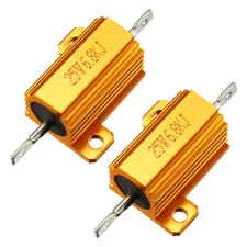 25W 6.8k Ohm Aluminium Housing Chassis Mount Wirewound Power Resistors Gold 2pcs