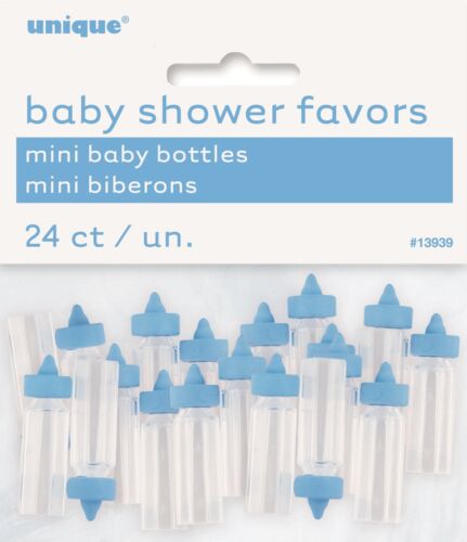 24 x Mini Plastic Baby Bottles Baby Shower Newborn Party Decoration Favours Blue - Picture 1 of 1