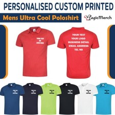 Personalised Printed Your Text Uneek Mens Ultra Cool Polo shirt Work Wear Top