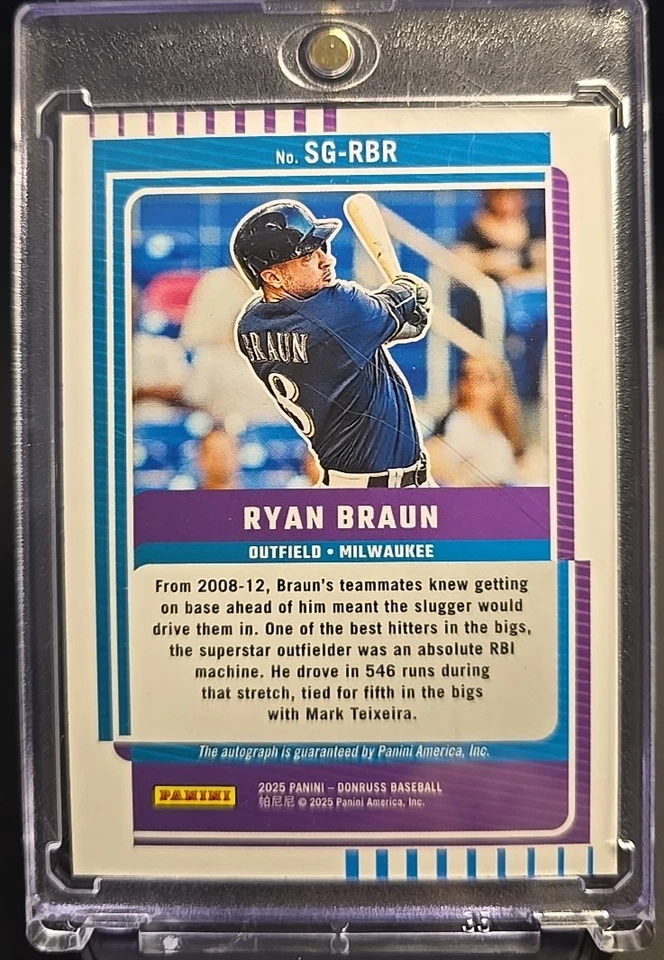 Panini Donruss Signature Series 2025 azul #SG-RBR autografiado/35 Ryan Braun Foto 3 de 3