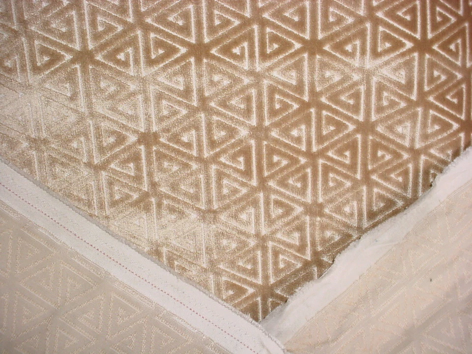 1-5/8Y Pindler 7013 Lourdes Antique Gold Triangle Ikat Velvet Upholstery Fabric - Image 4 of 4