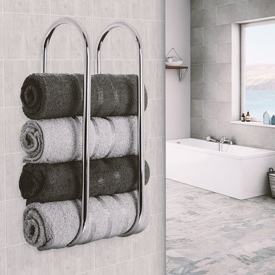 Wall Mounted Chrome Towel Holder Shelf Bathroom Storage Rack Rail Bar Stand  New 5021961106858 | eBay