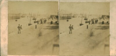 Antike stereoskopische Fotokarte Le Port des Sables d'Olonne