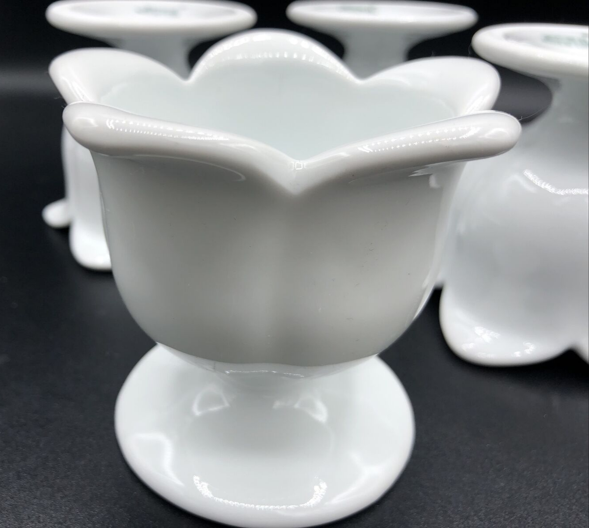 Vintage Xcell White Ceramic Tulip Design Set of 4 Petal Cups