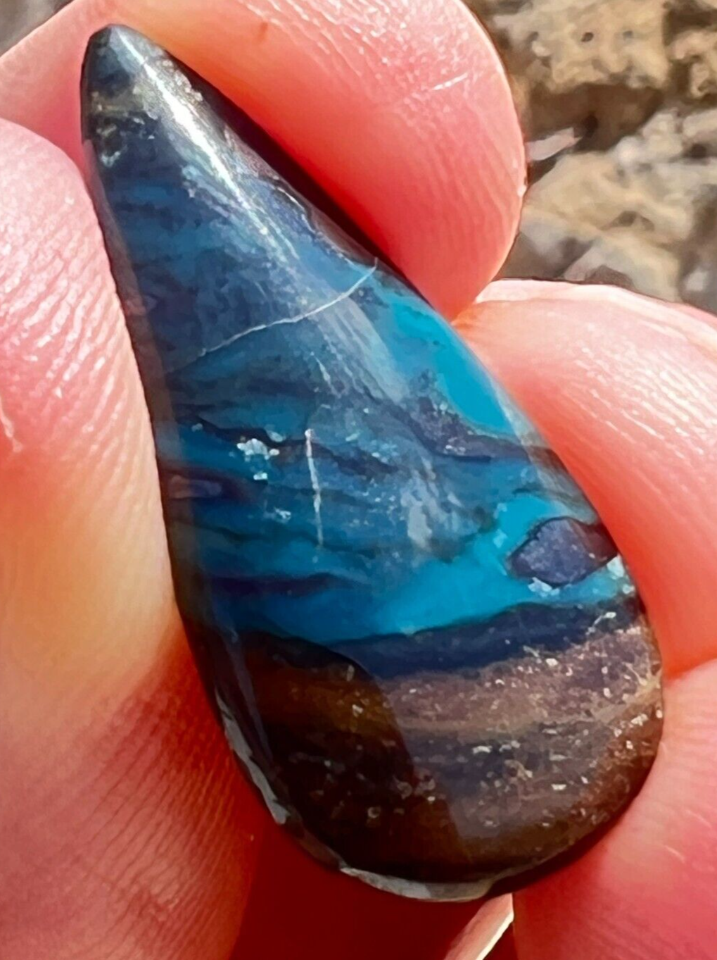 Indonesian Blue Opalized Wood Teardrop Cabochon 10cts