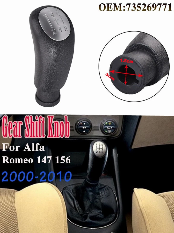 Palanca de cambios de 5 velocidades negra para Alfa Romeo 147 156 2000-2010 Foto 3 de 4