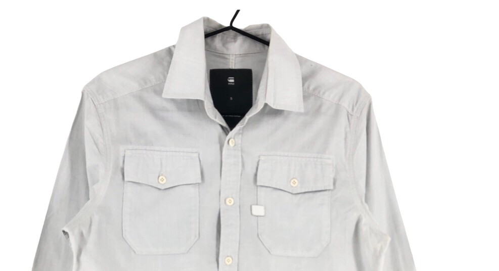 Camicia Denim G-Star Uomo &ndash; Maniche Lunghe, Blu, Collo Classico &ndash; Nuova Con Etichette