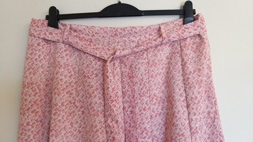 Pink Patterned A-Line Skirt from Damart with Tie Belt - Size 22 - NEW! - Picture 2 of 4