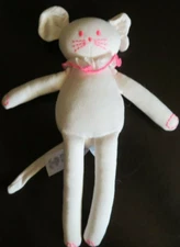 Petit Bateau cuddly stuffed white & pink mouse plush (RARE)