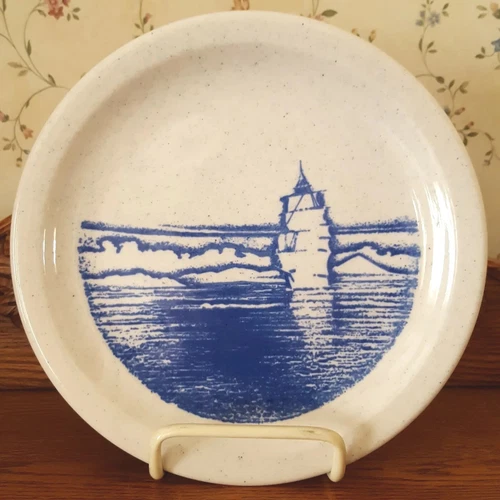 Syracuse Restaurant China Marine Blue White Sail Ship 8.5" luncheon plate