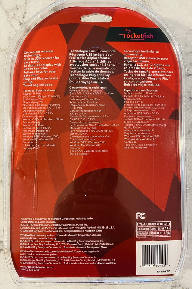 Rocketfish Wireless Notebook Keypad New Microsoft RF-NBKPD - Image 2 of 2