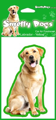 Labrador Yellow Lab - 4 x Smelly Dogs Auto Lufterfrischer, einzeln verpackt