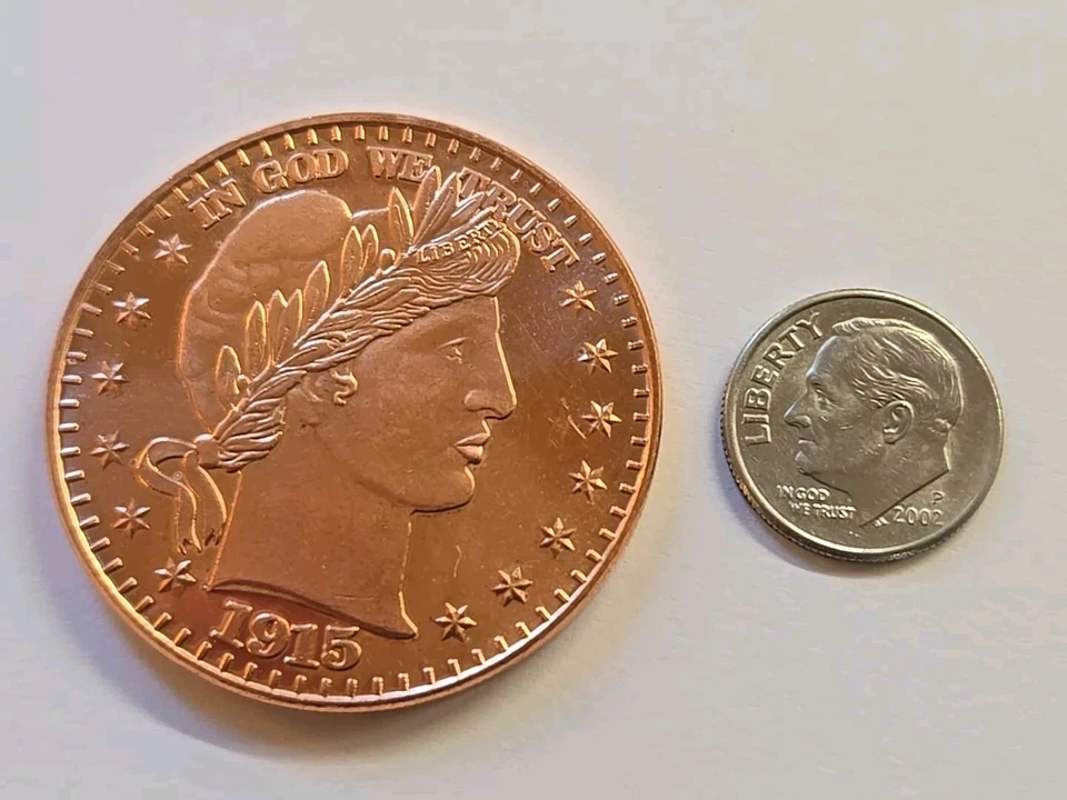 Coin ~ 1915 Barber, .999 1OZ Copper RARE Others Available Not BARBERS!! - Image 3 of 3