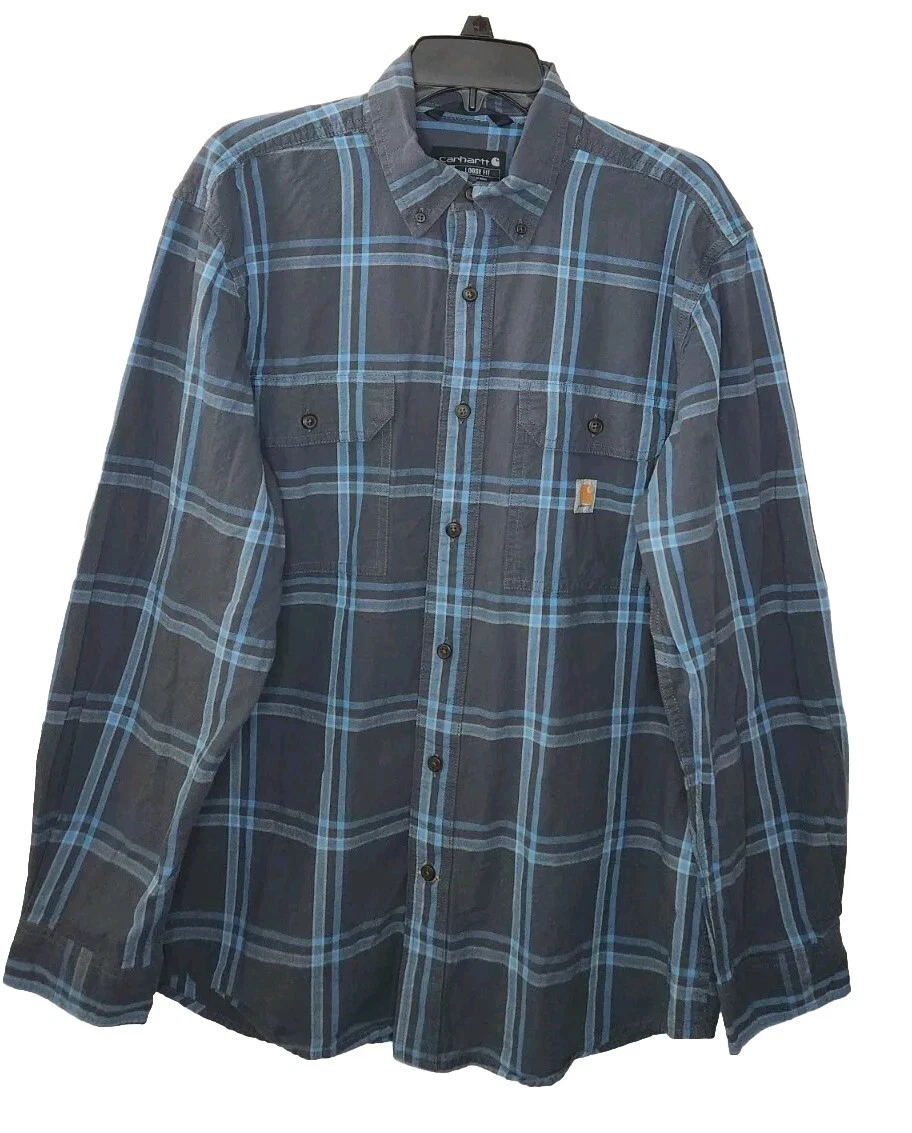 Carhartt Plaid Button Down Long Sleeve Shirt Relaxed Fit Mens Size Medium