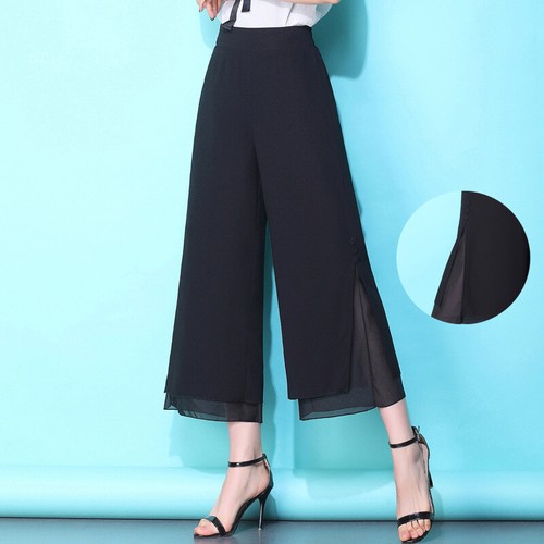 Women's Chiffon Flare Wide Leg Pants 