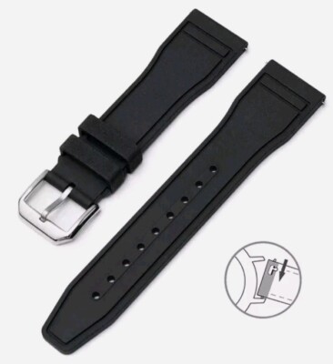 Black Silicone Watch Strap 22mm Premium Portofino Big Pilot Top Gun