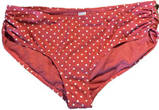 Time Tru Womens plus mid-rise pink polka dot Bikini Bottom size 2X 20W-22W NWT