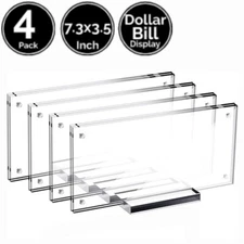 4 Pack 3.5" x 7.3" Acrylic Display Stand Holder Frame 4 US Dollar Bill Currency