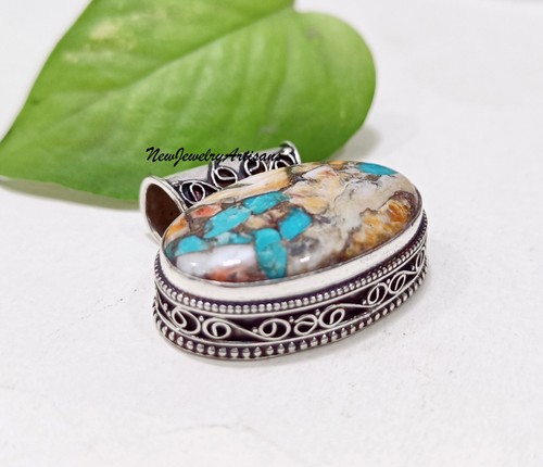 Hermoso colgante de plata 925 con diseño hecho a mano turquesa ostra regalo para amor - Imagen 4 de 4