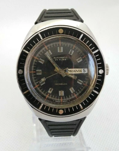 RARE MONVIS DIVER´S AUTOMATIC LOBSTER BAQUELITE BEZEL Ref.1157 SWISS MADE