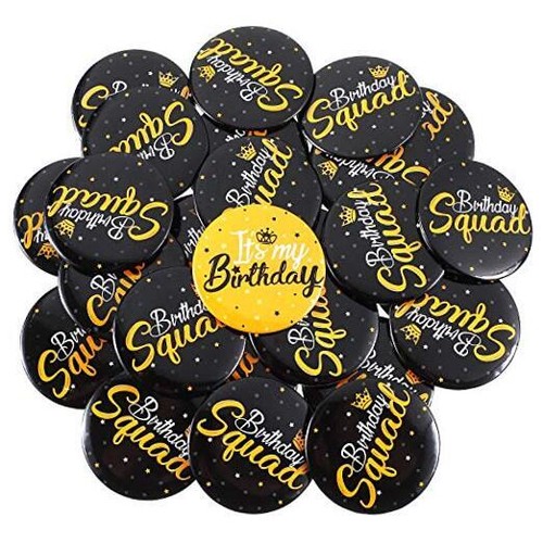 26 Piezas Cumpleaños Niña Botones de Botones Cumpleaños Escuadrón Botones Retrocedidos para Mujer - Imagen 8 de 8