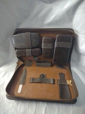 Leather Shoe Shine Box/Kit, Brushes , Original Zipper Box/Bag, Vintage