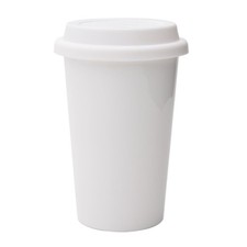 Double Wall Insulated Ceramic Cup, I Am Not a Paper Cup, 12oz, White  Reusab...