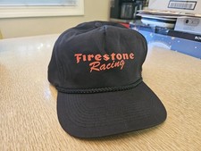 Vintage 1990's Firestone Racing Snapback Rope Hat Cap Black NWOT