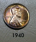 1940 Lincoln Cent - Vividly Toned Unc / Uncirculated (AO1)