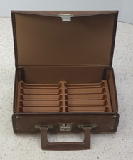 Vintage CASSETTE Tape Case Holds 12 Briefcase Service Mfg. Faux Leather vinyl