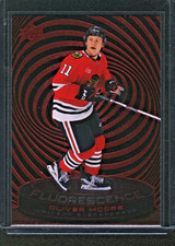 Oliver Moore Fluorescence Red RC 2025-26 Upper Deck Series 2 Chicago Blackhaws