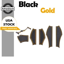 Driver Passenger Front Rear Foot Pegs Shift Lever Black/Gold CNC Brake Pedal
