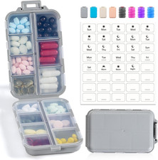 3 Pack, 14 GRIDS Travel Pill Organizer Box with Labels - Travel Medicine Case Ki